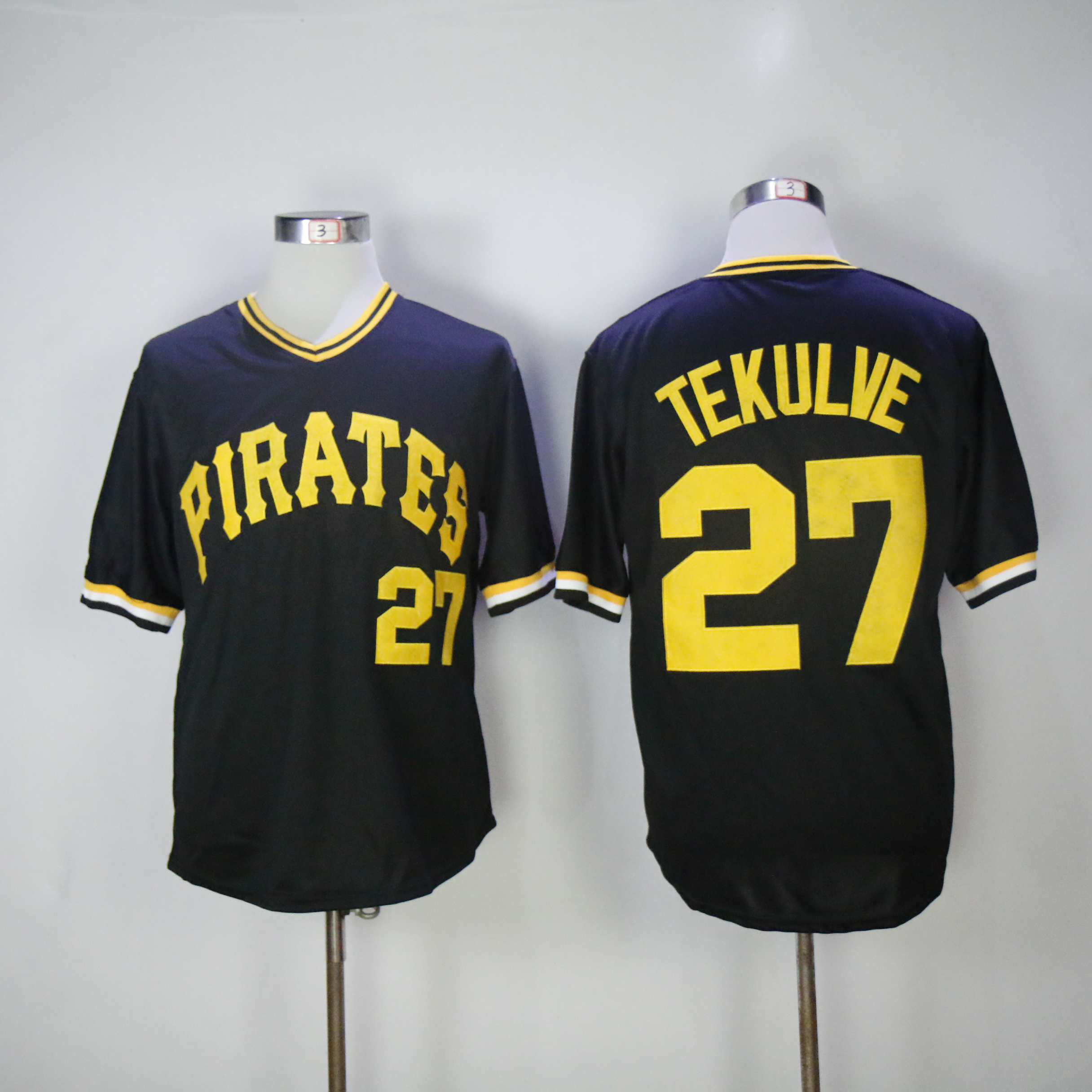 Men Pittsburgh Pirates 27 Tekulve Black Throwback MLB Jerseys